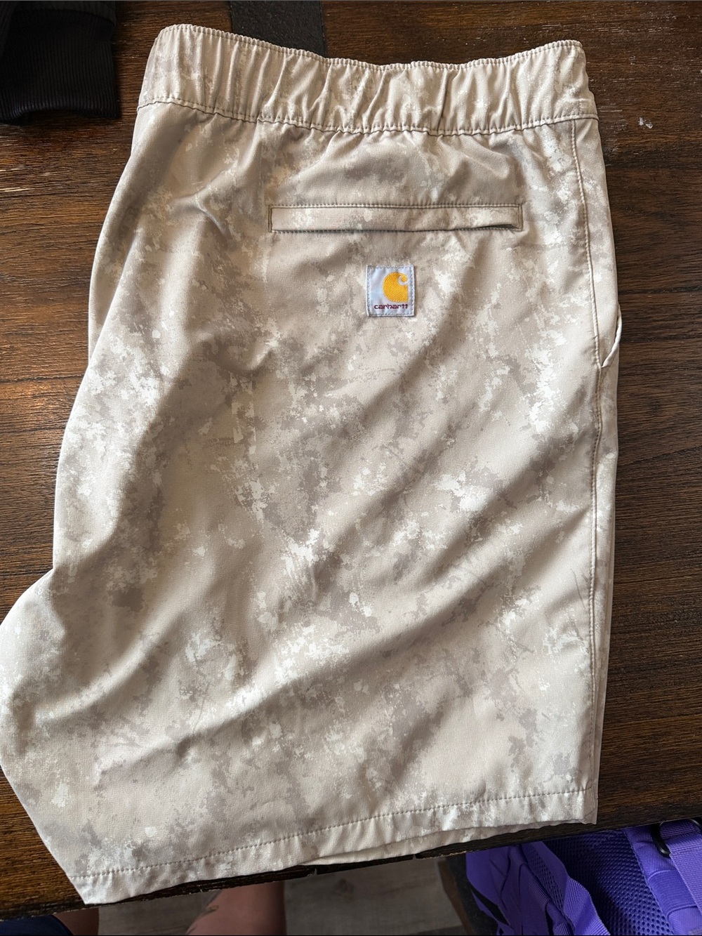Carhartt Men’s Sandstone Camo Elastic-Waist Work Shorts